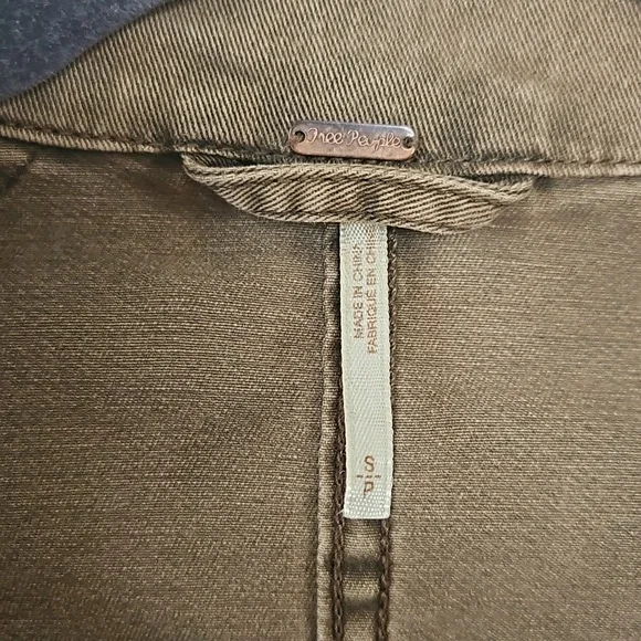 Free People Ruffle Hem Military Jacket- Olive Green -S - Picture 4 of 11